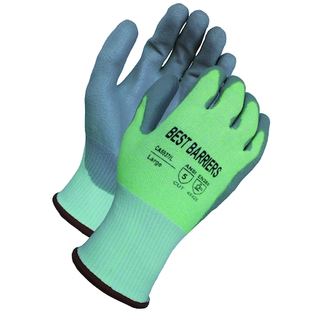 A5 Cut Resistant, Hi-Viz, Polyurethane Coated Glove, L,